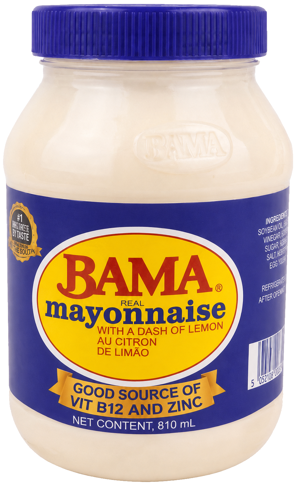 Bama Real Mayonnaise jar with a blue lid